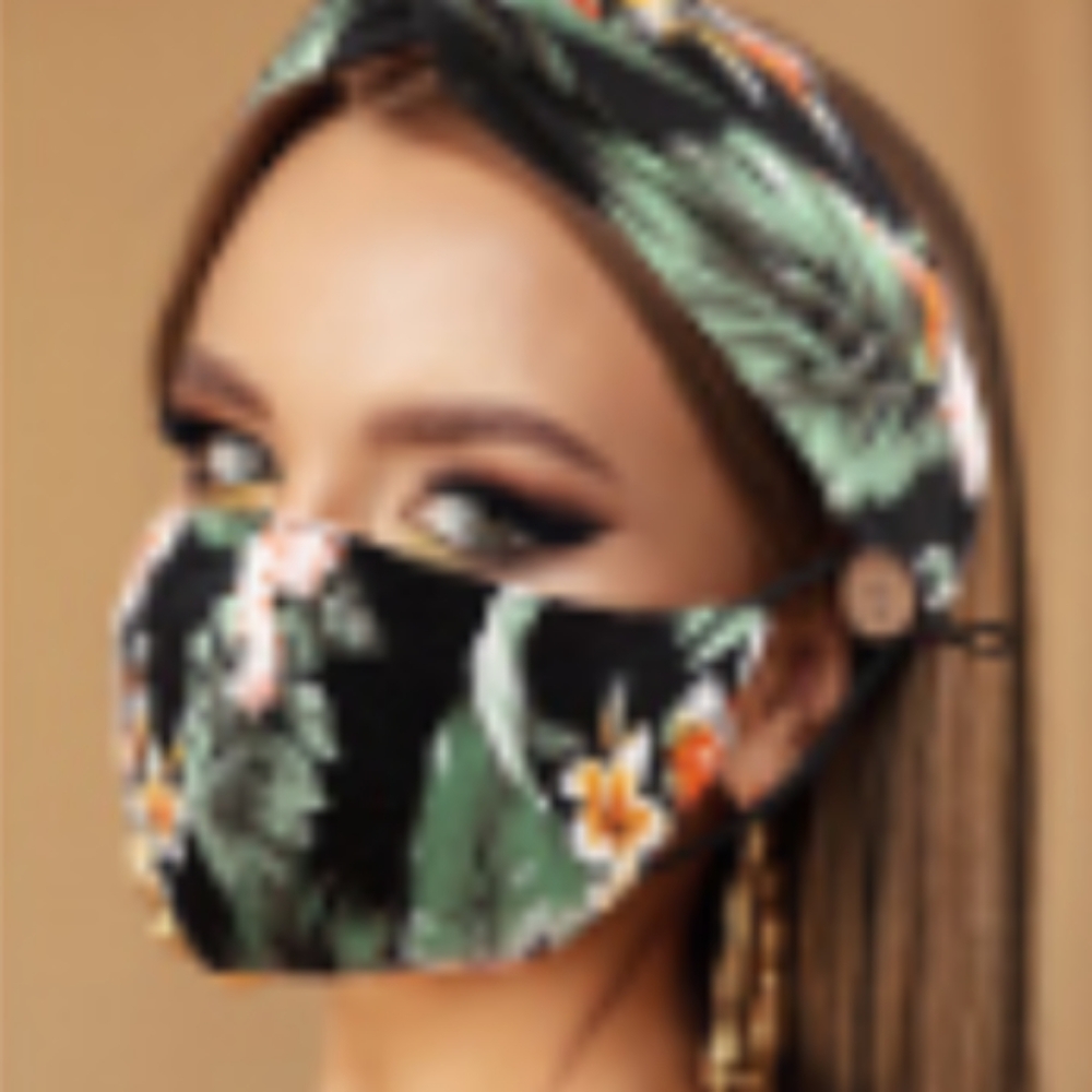 Face mask with matching headband